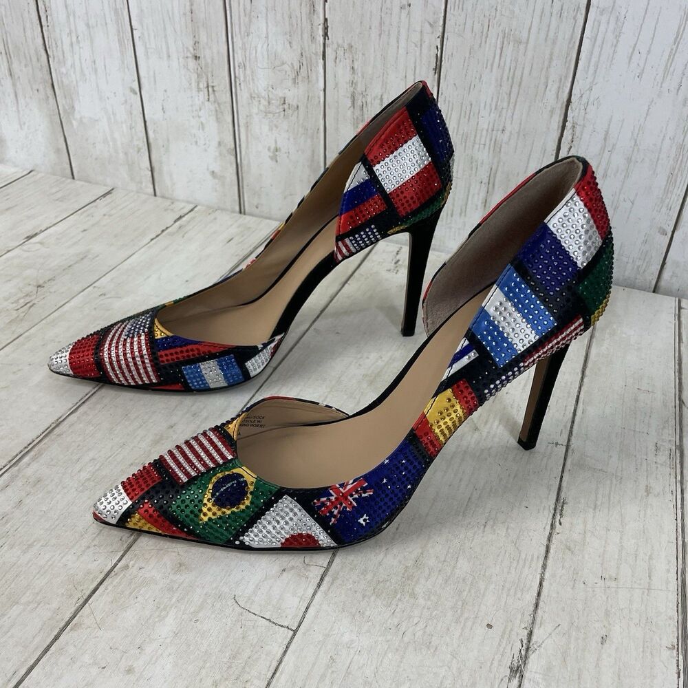 INC International Concepts Colorful Flag Kenjay D'OrsayHeels, Size 8.5 - Picture 5 of 11